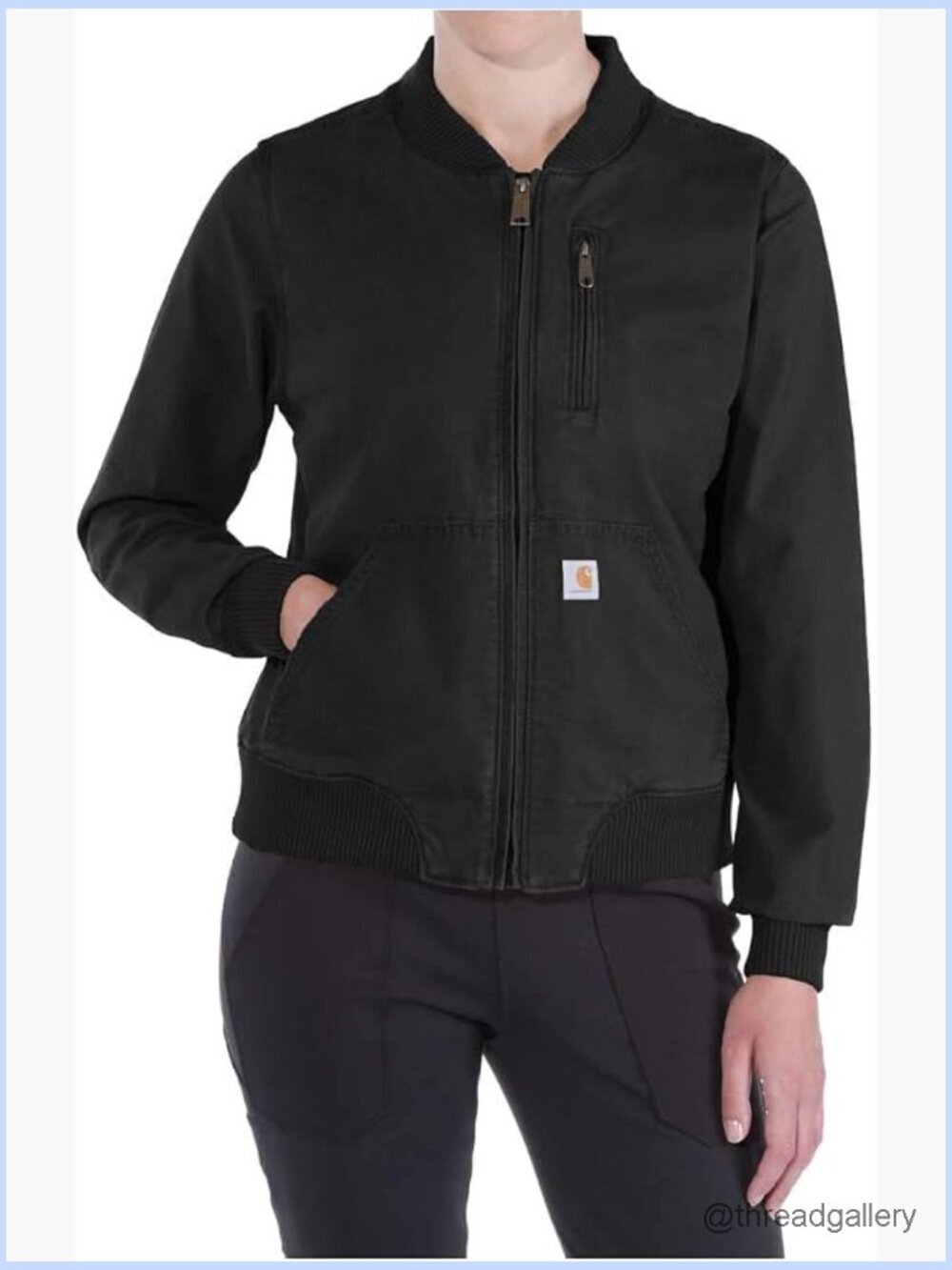 Women's Quilted Bomber Jacket Relaxed Fit Long Sleeve Zip Front
